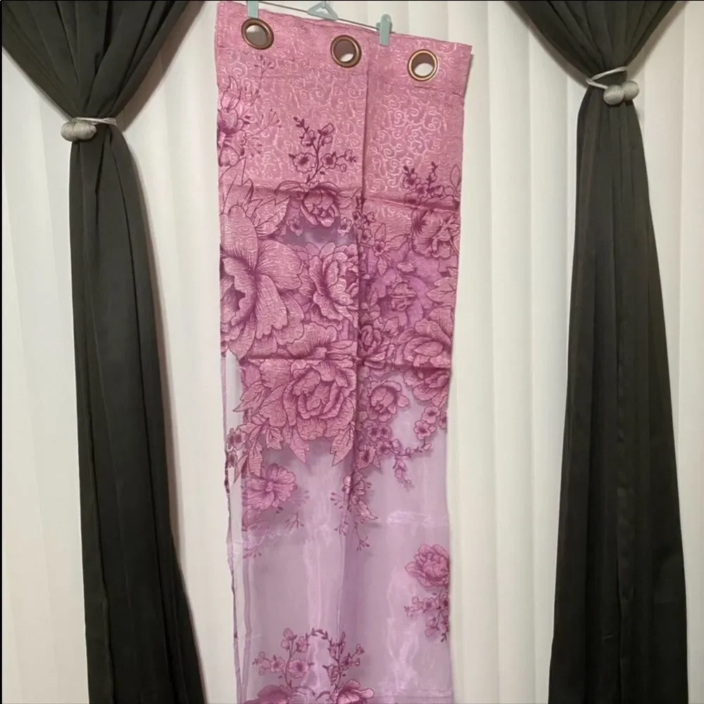 Purple lace floral with beautiful beaded ends shower curtain